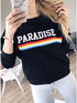 Women's Casual Sweatshirt - Letter Black L - menochic